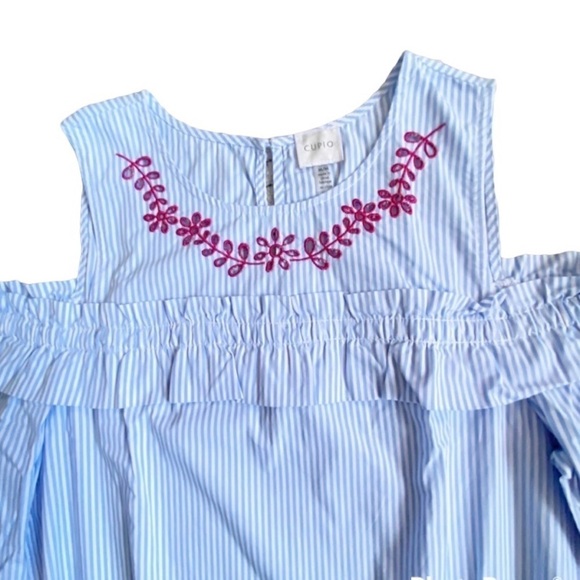 Cupio Embroidery Baby Blue Dress Cold Shoulders Size M - Picture 4 of 8